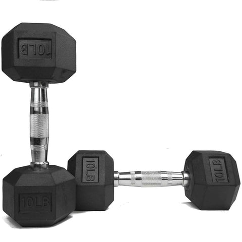 BUNDLE: 5-50lb Rubber Hex Dumbbell Set + Rack