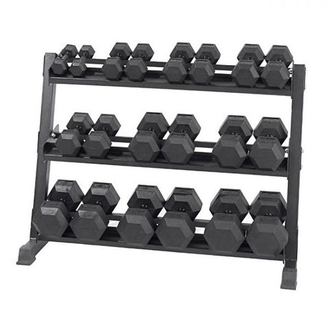 BUNDLE: 5-50lb Rubber Hex Dumbbell Set + Rack